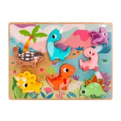 PUZLE INFANTIL IMAGINOVO MADERA 3D DINOSAURIOS +12 MESES 8 PIEZAS 29,5X22X1,7CM