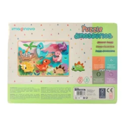 PUZLE INFANTIL IMAGINOVO MADERA 3D DINOSAURIOS +12 MESES 8 PIEZAS 29,5X22X1,7CM