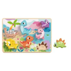 PUZLE INFANTIL IMAGINOVO MADERA 3D DINOSAURIOS +12 MESES 8 PIEZAS 29,5X22X1,7CM