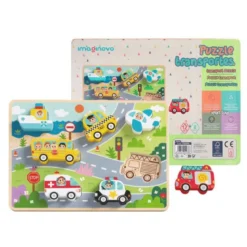 PUZLE INFANTIL IMAGINOVO MADERA 3D VEHICULOS +12 MESES 8 PIEZAS 29,5X22X1,7CM