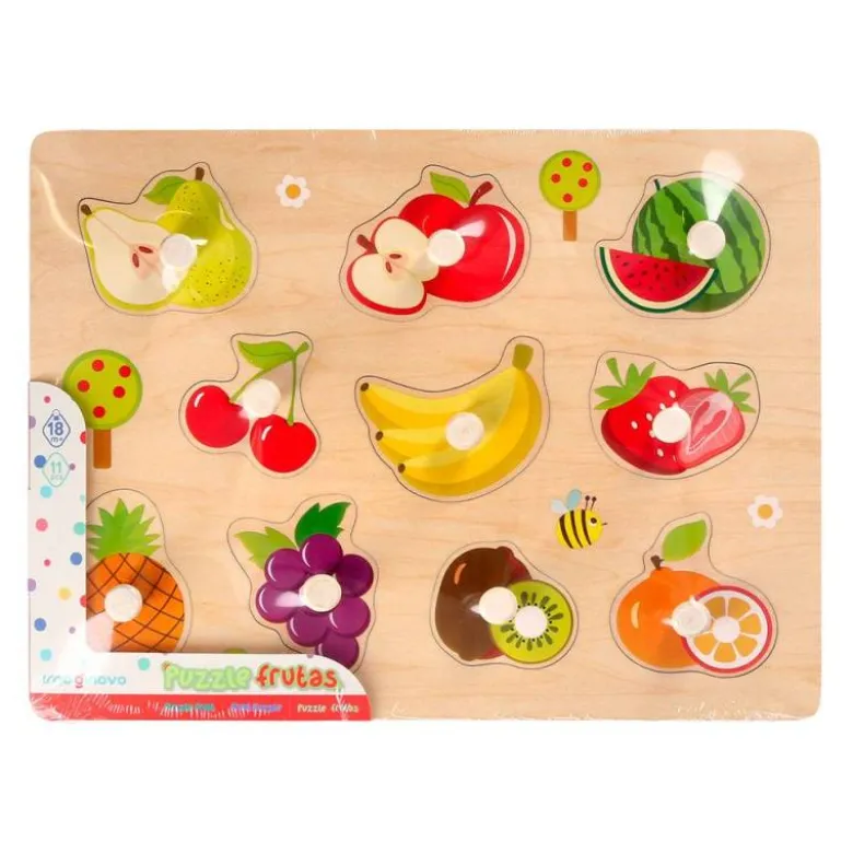 PUZLE INFANTIL IMAGINOVO MADERA FRUTAS +18 MESES 10 PIEZAS 30X22,5X1,5CM