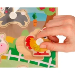 PUZLE INFANTIL IMAGINOVO MADERA GRANJA +18 MESES 9 PIEZAS 30X22,5X1,5CM