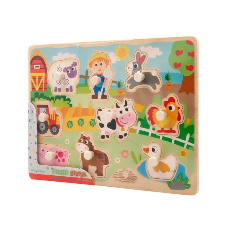 PUZLE INFANTIL IMAGINOVO MADERA GRANJA +18 MESES 9 PIEZAS 30X22,5X1,5CM
