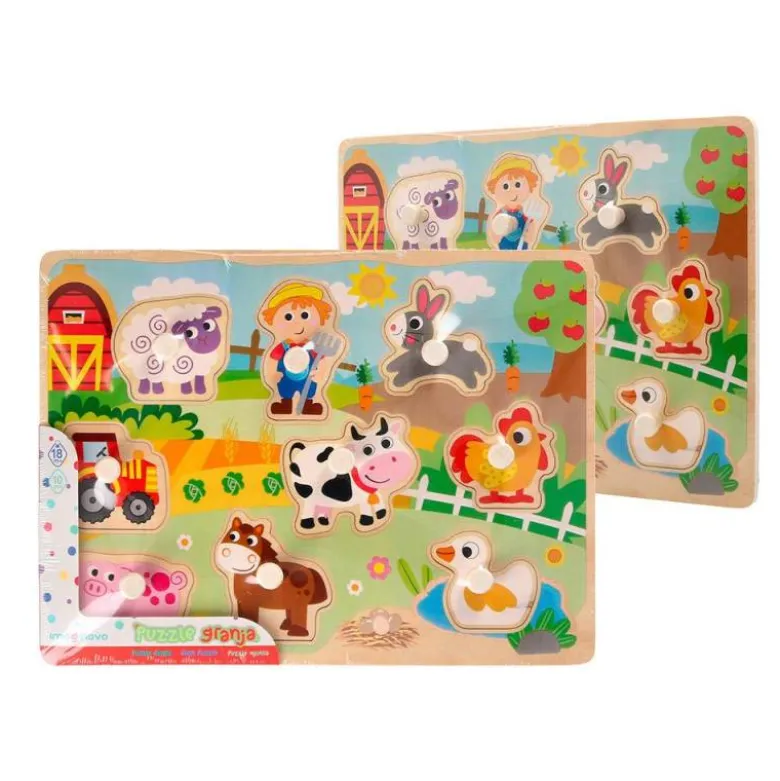 PUZLE INFANTIL IMAGINOVO MADERA GRANJA +18 MESES 9 PIEZAS 30X22,5X1,5CM