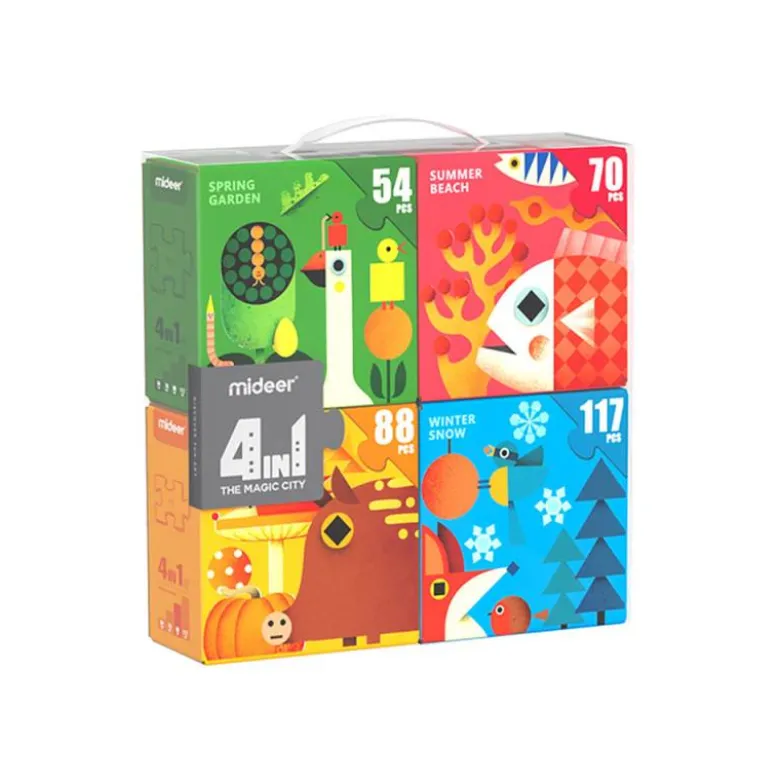PUZLE MIDEER 4 EN 1 ESTACIONES 54/70/88/117 PIEZAS