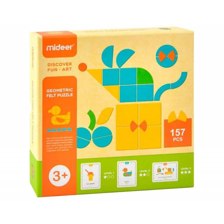 PUZLE MIDEER FIGURAS GEOMETRICAS FIELTRO 157 PIEZAS +3 AÑOS