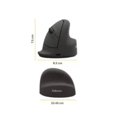 RATON FELLOWES ERGONOMICO VERTICAL BREYTA MEDIANO DIESTROS OPTICO 1600 DPI COLOR NEGRO