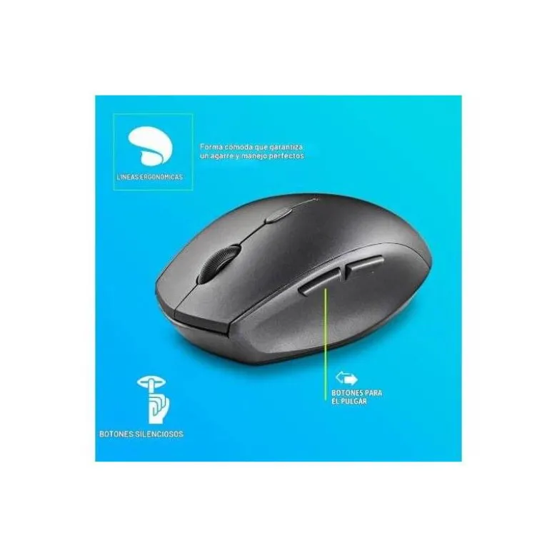 RATON NGS BEE 800/1200/1600 DPI INALAMBRICO 5 BOTONES RECEPTOR USB-A 2,4 GHZ COLOR NEGRO