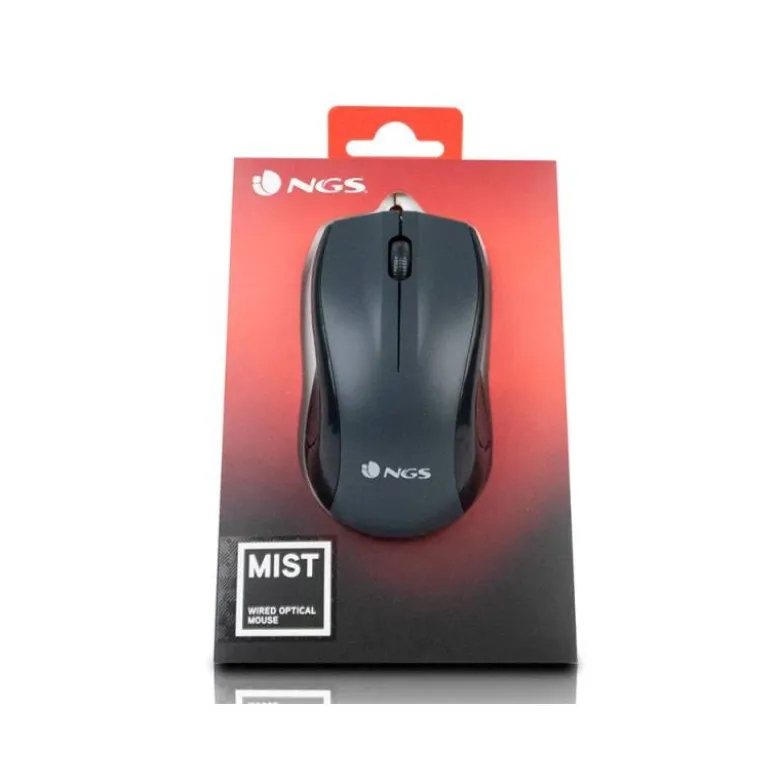 RATON NGS WIRED MIST OPTICO CON CABLE 1000 DPI AMBIDIESTROS USB COLOR NEGRO
