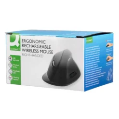 RATON Q-CONNECT OPTICO INALAMBRICO ERGONOMICO VERTICAL DPI 800/1200/1600 BATERIA RECARGABLE NEGRO