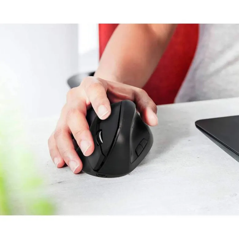 RATON Q-CONNECT OPTICO INALAMBRICO ERGONOMICO VERTICAL DPI 800/1200/1600 BATERIA RECARGABLE NEGRO