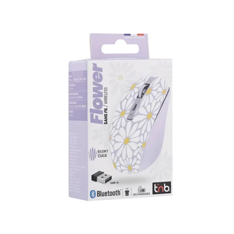 RATON TNB INALAMBRICO FLORES OPTICO 1600 DPI BLUETOOTH USB A