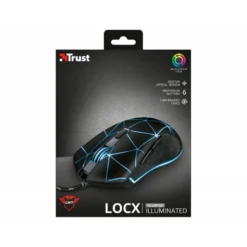 RATON TRUST GXT133 LOCX GAMING OPTICO LUCES LED 800-4000 PPP 6 BOTONES USB 2.0 CABLE 1,80 M COLOR NEGRO