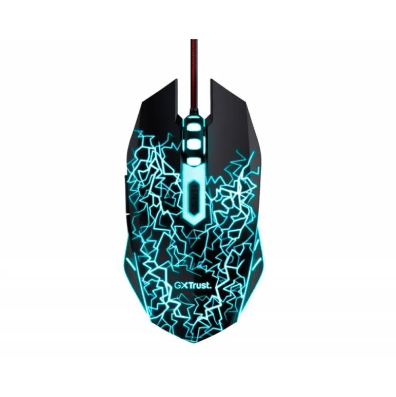 RATON TRUST GXT105X IZZA GAMING OPTICO LUCES LED 800-4000 PPP 6 BOTONES USB 2.0 CABLE 1,80 M COLOR NEGRO