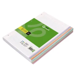 RECAMBIO A4 LIDERPAPEL 120 HOJAS 90G/M2 CUADRO 5 MM 4 TALADROS BANDAS DE 5 COLORES PASTELES