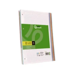 RECAMBIO A4 LIDERPAPEL 120 HOJAS 90G/M2 CUADRO 5 MM 4 TALADROS BANDAS DE 5 COLORES PASTELES