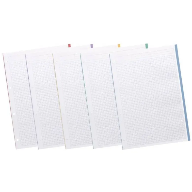 RECAMBIO A4 LIDERPAPEL 120 HOJAS 90G/M2 CUADRO 5 MM 4 TALADROS BANDAS DE 5 COLORES PASTELES