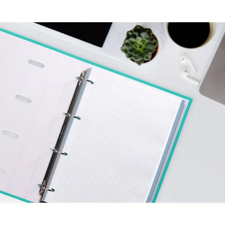 RECAMBIO A4 LIDERPAPEL 120 HOJAS 90G/M2 CUADRO 5 MM 4 TALADROS BANDAS DE 5 COLORES PASTELES