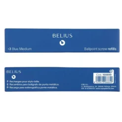 RECAMBIO BOLIGRAFO BELIUS AZUL 0,8 MM CAJA 3 UNIDADES