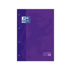 Recambio color 1 oxford din a4+ 80 hojas 90 gr cuadricula 5 mm tapa blanda 4 taladros lila touch.