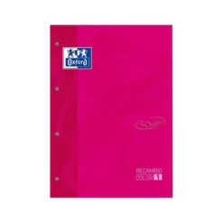 Recambio color 1 oxford din a4+ 80 hojas 90 gr cuadricula 5 mm tapa blanda 4 taladros fucsia touch.