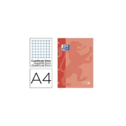 RECAMBIO COLOR OXFORD DIN A4 80 HOJAS CUADRO 5 MM 4 TALADROS MELOCOTON