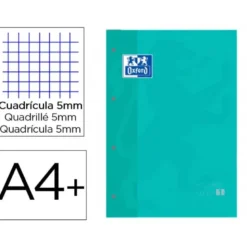 Recambio color 1 oxford din a4+ 80 hojas 90 gr cuadro 5 mm 4 taladros ice mint.