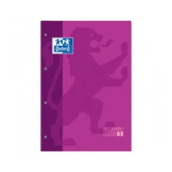 Recambio color 1 oxford din a4+ 80 hojas 90 gr cuadro 5 mm 4 taladros morado.