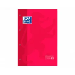 Recambio color 1 oxford din a4+ 80 hojas 90 gr cuadro 5 mm 4 taladros rojo.