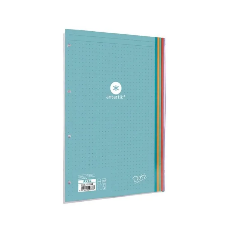 RECAMBIO LIDERPAPEL ANTARTIK DOTS A4 100 HOJAS 90G/M2 RAYADO PUNTOS 4 TALADROS BANDAS DE 5 COLORES