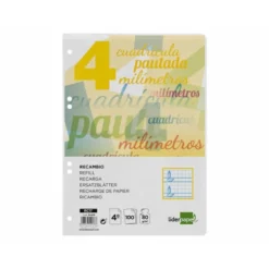 Recambio Liderpapel cuarto cuadriculado 4mm