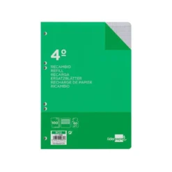 Recambio Liderpapel Cuarto 6 taladros 60gr cuadrícula 2mm