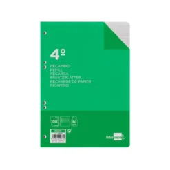 Recambio Liderpapel Cuarto 6 taladros 60 gr rayado horizontal