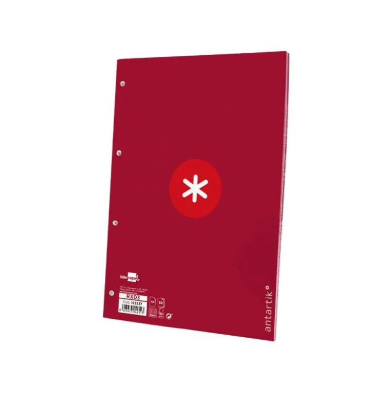 RECAMBIO LIDERPAPEL DIN A4 ANTARTIK 80 HOJAS 90G/M2 CUADRO 5 MM 4 TALADROS 1 BANDA MARCO COLOR FRAMBUESA