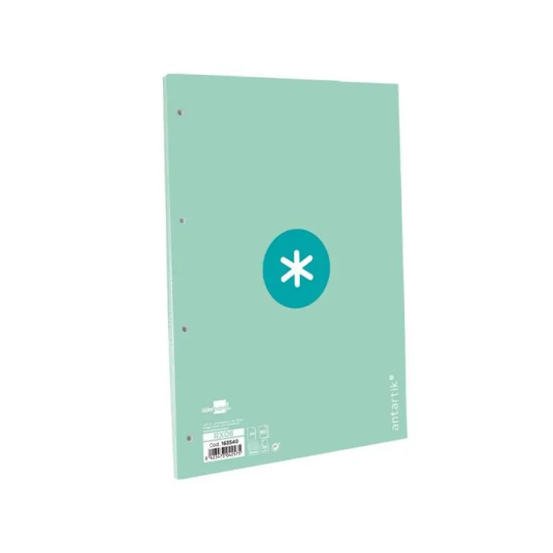 RECAMBIO LIDERPAPEL DIN A4 ANTARTIK 80 HOJAS 90G/M2 CUADRO 5 MM 4 TALADROS 1 BANDA MARCO COLOR MENTA