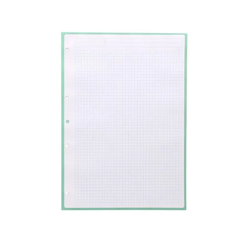 RECAMBIO LIDERPAPEL DIN A4 ANTARTIK 80 HOJAS 90G/M2 CUADRO 5 MM 4 TALADROS 1 BANDA MARCO COLOR MENTA
