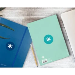 RECAMBIO LIDERPAPEL DIN A4 ANTARTIK 80 HOJAS 90G/M2 CUADRO 5 MM 4 TALADROS 1 BANDA MARCO COLOR MENTA