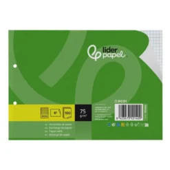 RECAMBIO LIDERPAPEL DIN A5 APAISADO 100 HOJAS 75 GR CUADRO 4 MM 2 TALADROS CON MARGEN