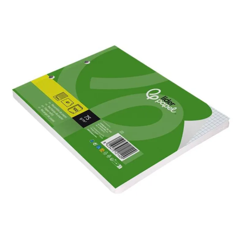 RECAMBIO LIDERPAPEL DIN A5 APAISADO 100 HOJAS 75 GR CUADRO 3 MM 2 TALADROS CON MARGEN