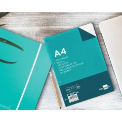 Recambio Liderpapel Din A4 con 4 taladros 100 gr rayado horizontal con margen y con bandas de 5 colores