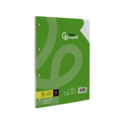 RECAMBIO LIDERPAPEL DIN A4 100 HOJAS 75 GR CUADRO 4 MM CON MARGEN SIN TALADROS