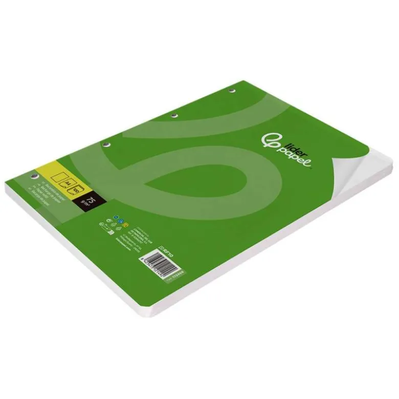 RECAMBIO LIDERPAPEL DIN A4 100 HOJAS 75 GR LISO SIN MARGEN 4 TALADROS
