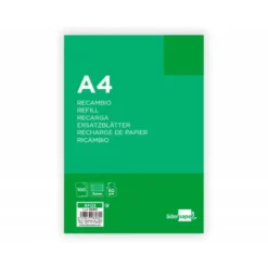 Recambio liderpapel DIN A4 100 hojas 60g/m2 cuadro 3 mm con margen 4 taladros