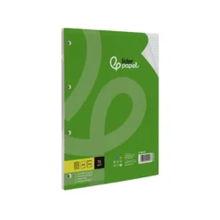 RECAMBIO LIDERPAPEL DIN A4 100 HOJAS 75 GR CUADRO 4 MM CON MARGEN 4 TALADROS