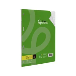 RECAMBIO LIDERPAPEL DIN A4 100 HOJAS 75 GR PAUTA 5 2.5MM CON MARGEN 4 TALADROS