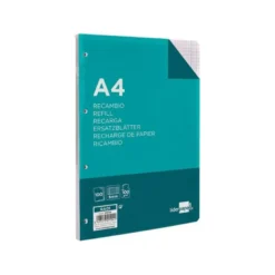 Recambio Liderpapel Din A4 4 taladros 100 gr cuadrícula 5mm