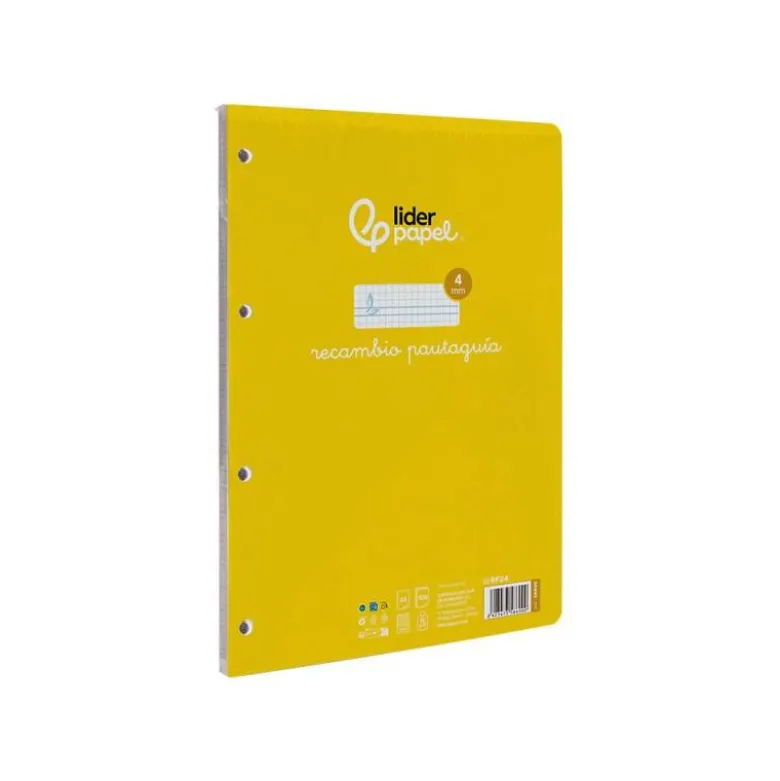 Recambio Liderpapel DIN A4 4 taladros 70 gr cuadriculado pautado 4 mm