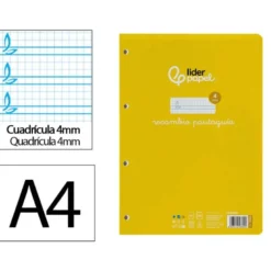 Recambio Liderpapel DIN A4 4 taladros 70 gr cuadriculado pautado 4 mm
