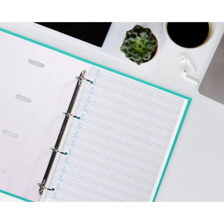 Recambio Liderpapel folio 4 taladros 80g cuadriculado pautado 5 mm