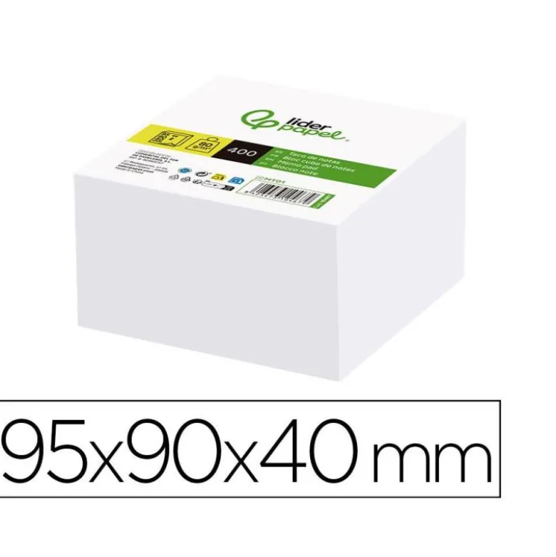 Recambio Liderpapel multitaco sin encolar color blanco 400 hojas no adhesivas
